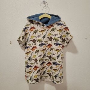 Bums & Roses Dino Hooded Tee 5/6Y Thick Stretchy Cozy Shirt